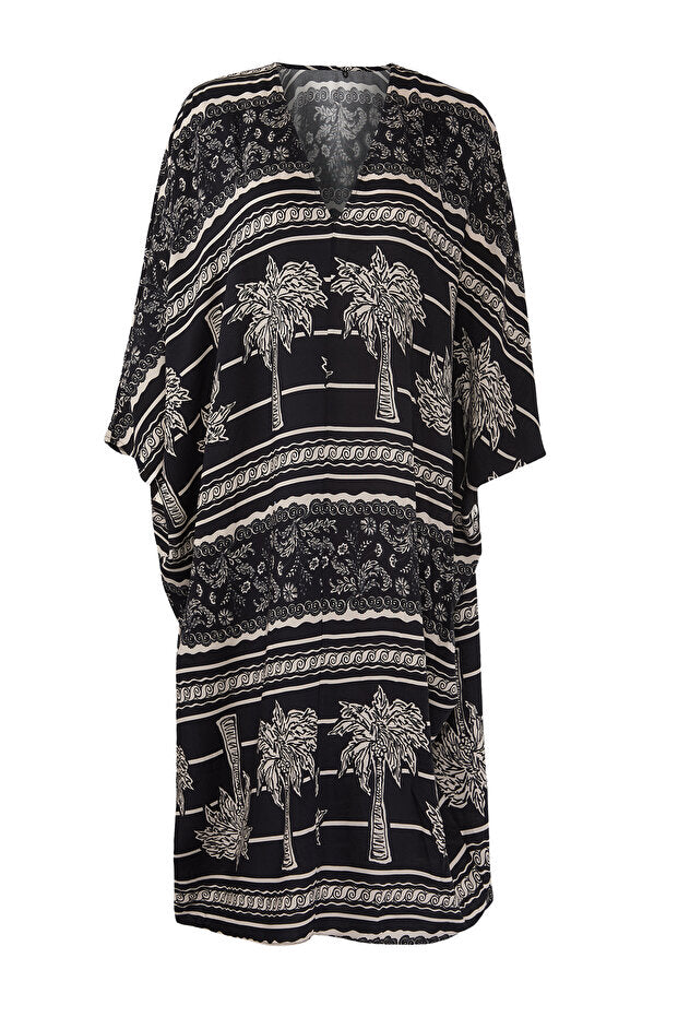 Tropical Pattern Woven Beach Midi Dress