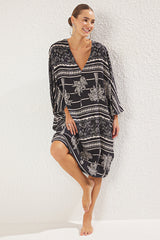 Tropical Pattern Woven Beach Midi Dress