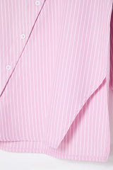 Pink-Collar Striped Woven Shirt with Detailed Design
