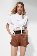 White Slogan Knitted T-Shirt