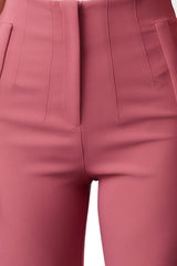 Dusty Rose High-Waist Pleated Ankle-Length Cigarette Woven Trousers