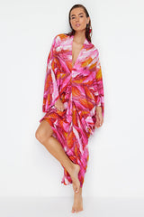 Abstract Pattern Wide Fit Maxi Woven Gathered Beach Dress