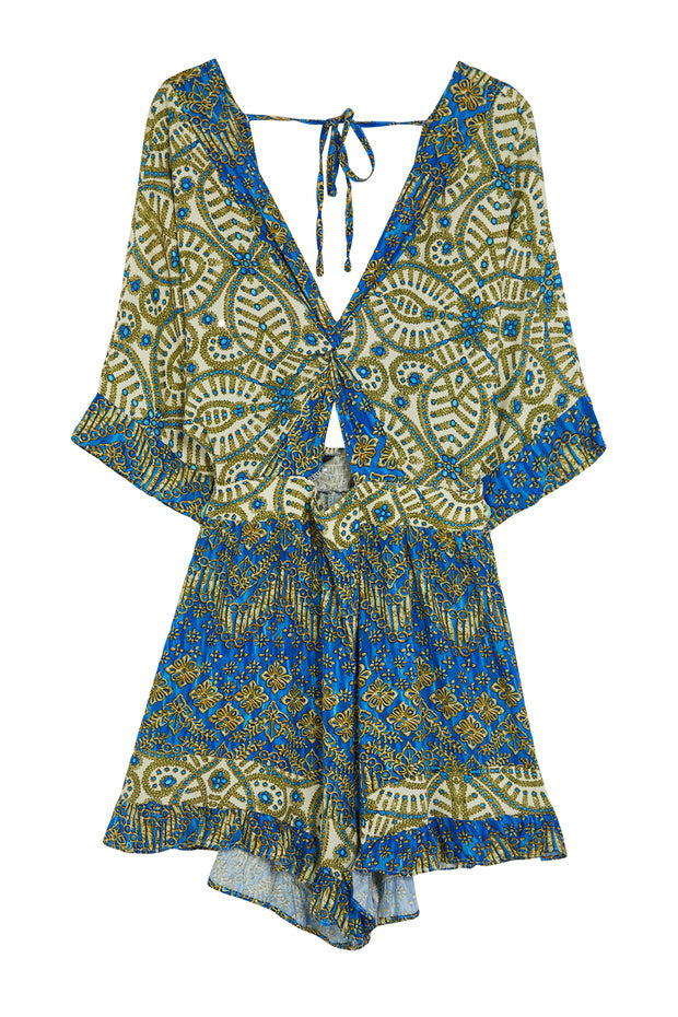 Ethnic Patterned Woven Cut Out Detailed Beach Mini