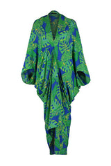 Tropical Patterned Wide Fit Maxi Woven Shirred Beach Dress