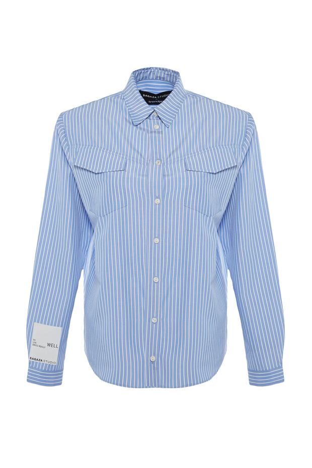 White-Blue Pocket Detail Shirt