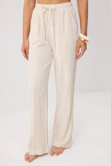 Ecru Textured Blouse and Pants Beach Set
