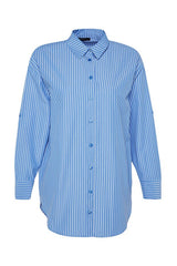 Striped Woven Maxi Beachwear Shirt