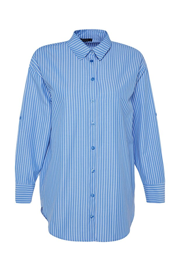 Striped Woven Maxi Beachwear Shirt