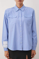White-Blue Pocket Detail Shirt