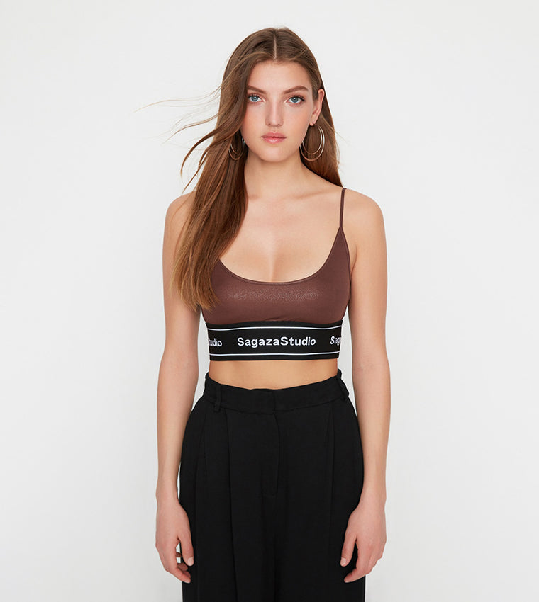 Brown Shiny Corset Top