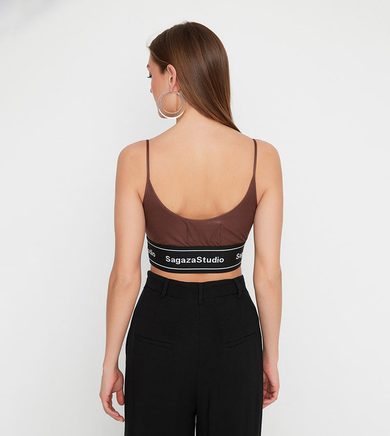 Brown Shiny Corset Top