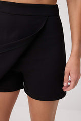 Black Double-Breasted Woven Shorts Skirt