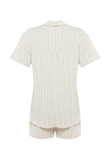 Ecru Woven Beach Shirt-Shorts Set