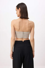 Straight Strapless Sleeveless Cut-Out Woven Polyviscose Chic/Evening Bustier