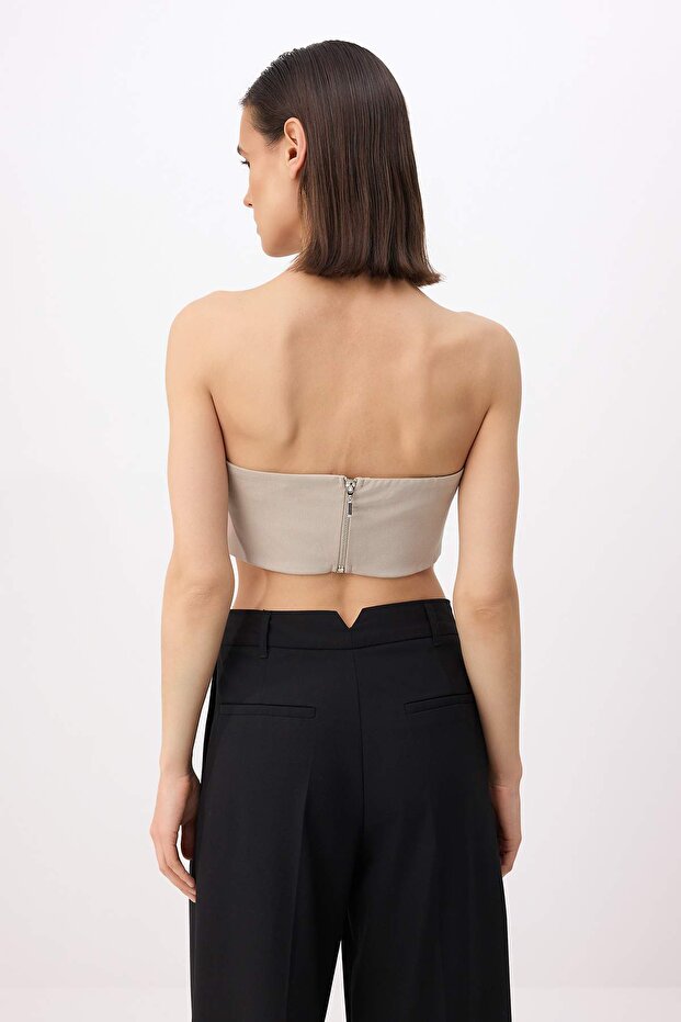 Straight Strapless Sleeveless Cut-Out Woven Polyviscose Chic/Evening Bustier