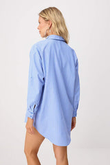 Striped Woven Maxi Beachwear Shirt