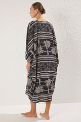Tropical Pattern Woven Beach Midi Dress