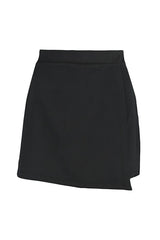 Black Double-Breasted Woven Shorts Skirt