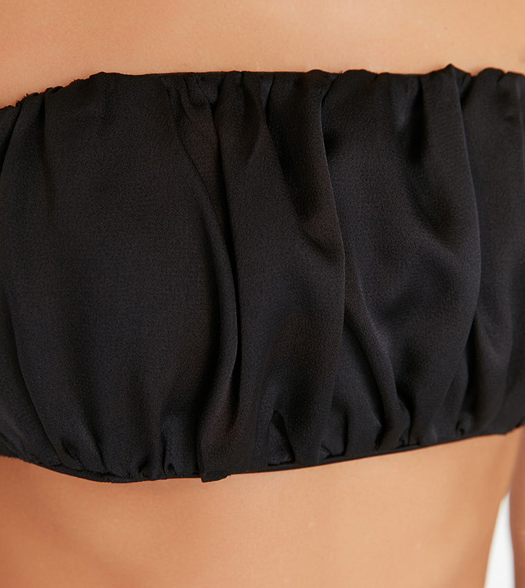 Ruched Satin Strapless Bustier