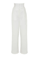 Ecru Corset Detail Woven Trousers