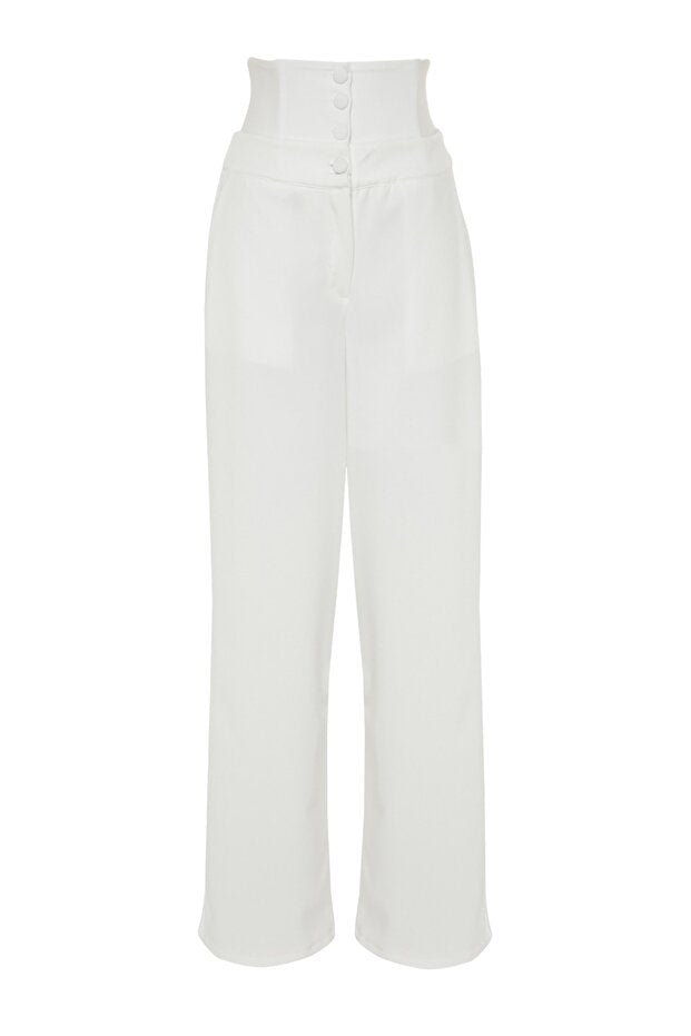 Ecru Corset Detail Woven Trousers