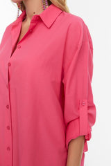 Pink Woven Maxi Beachwear Shirt