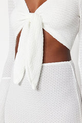 White Woven Ruffle Beach Blouse and Skirt Set