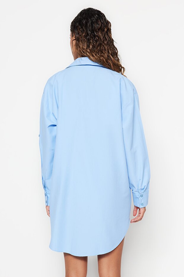 Light Blue Woven Beach Shirt