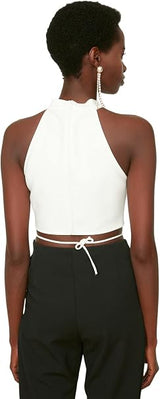 White Collar Detailed Bustier