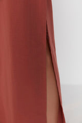 Cinnamon Woven Slit High Waist Beachwear Trousers