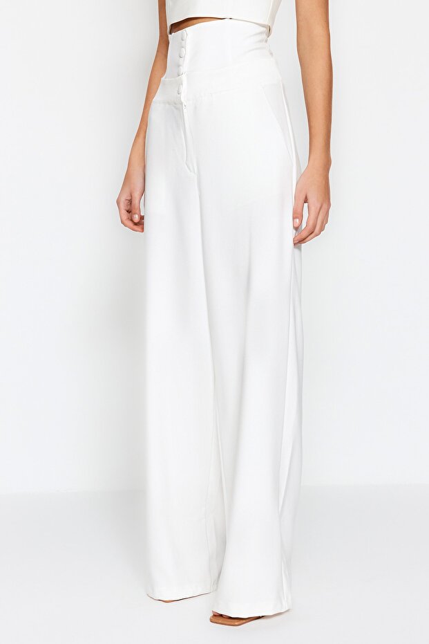 Ecru Corset Detail Woven Trousers