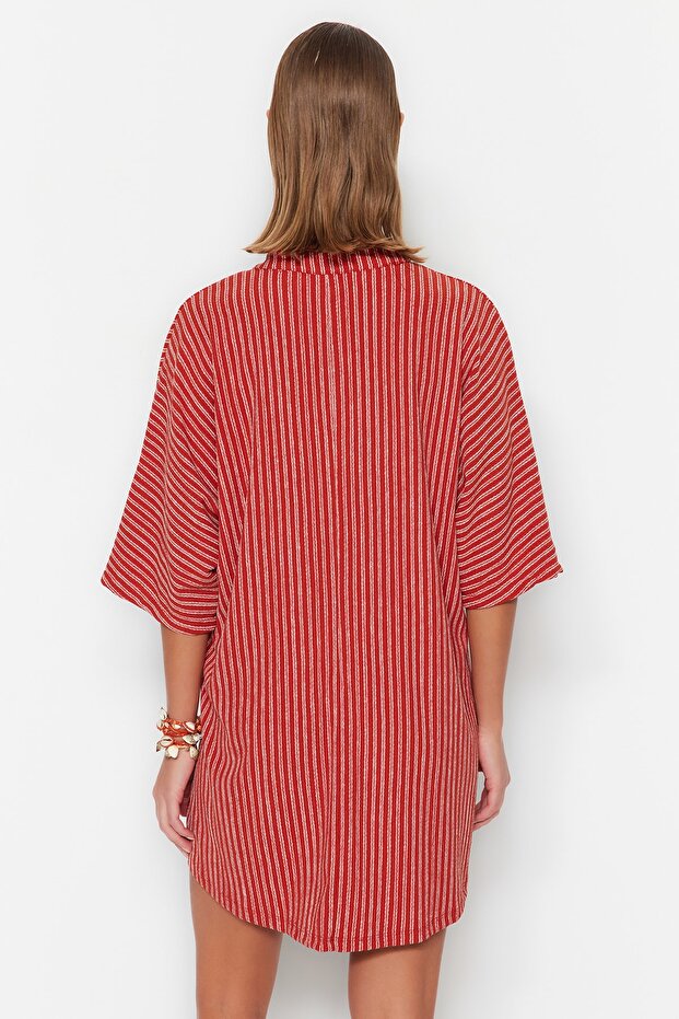 Striped Knitted Tassel Beach Mini Dress