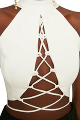White Collar Detailed Bustier