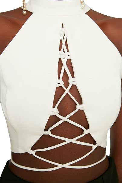 White Collar Detailed Bustier
