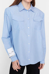 White-Blue Pocket Detail Shirt