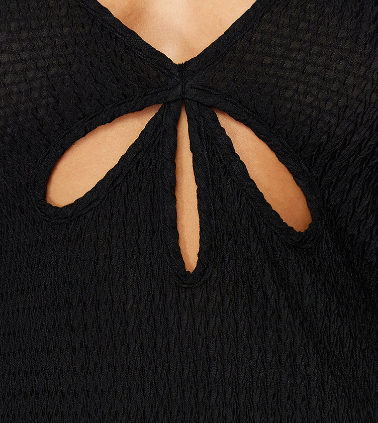 Solid Cut-Out Detail Mini Beach Dress