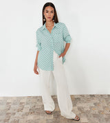 Polka Dots Pocket Detail Oversized Shirt