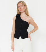 Limited Edition One Shoulder 3D Flower Detail Vest