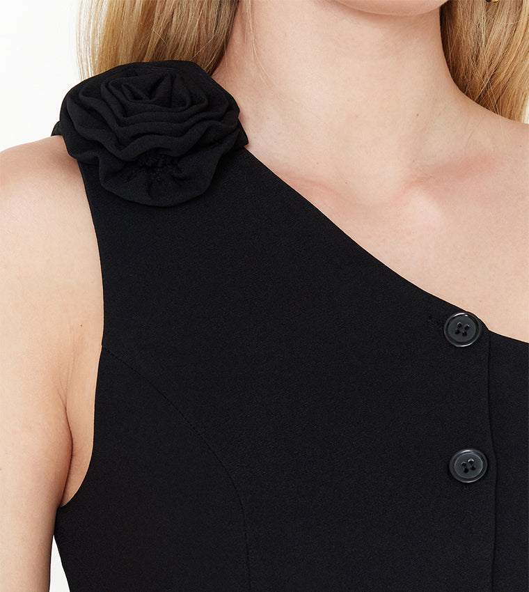 Limited Edition One Shoulder 3D Flower Detail Vest