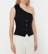 Limited Edition One Shoulder 3D Flower Detail Vest