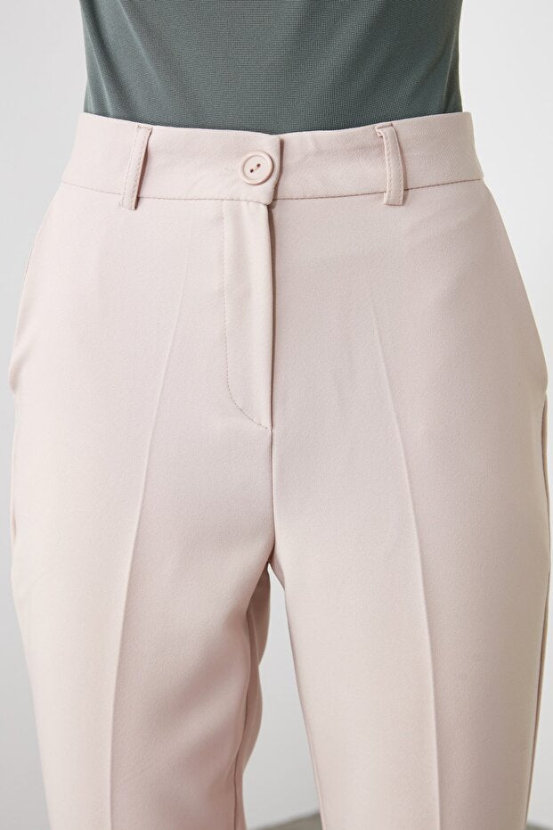 Stone Basic Cigarette Slim-Fit Woven Fabric Pants