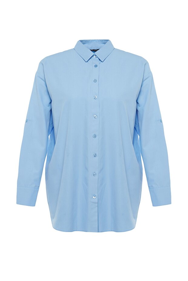 Light Blue Woven Beach Shirt