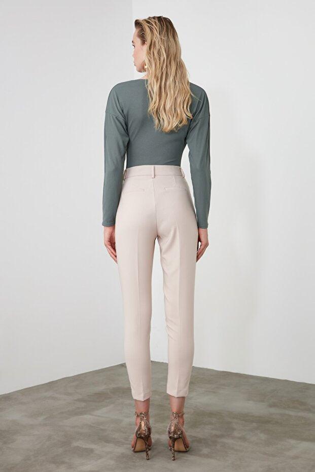 Stone Basic Cigarette Slim-Fit Woven Fabric Pants