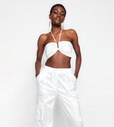 Satin Cropped Bustier Top