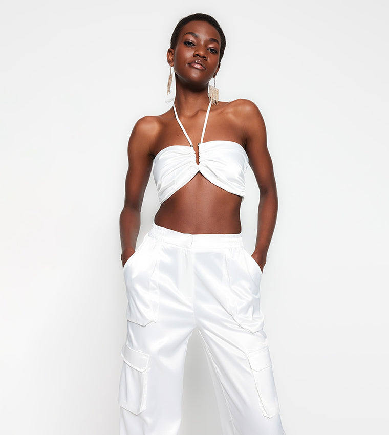 Satin Cropped Bustier Top